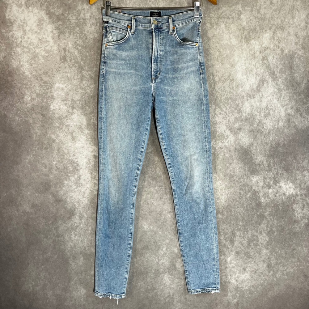 Citizens of Humanity Chrissy Skinny Jeans Women 25 Light Blue High Rise Distress